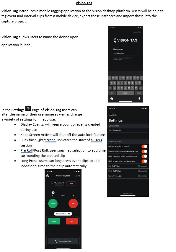 Vision Tag Mobile App Guide – Catapult Vision Support